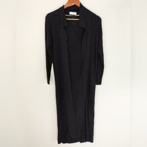 Naadam Open Front Cardigan Small Black Pima Cotton Hemp Blend Capsule Knit
